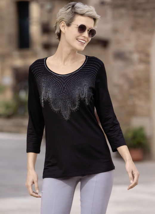 3/4-Arm - Shirt mit Flatlock-Naht 3/4-Arm - Shirt mit Flatlock-Naht, in Größe 036 bis 052, in Farbe SCHWARZ
