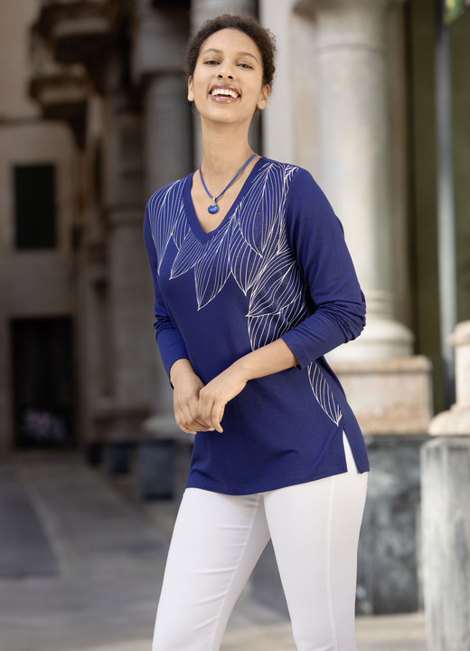 Blusen & Tuniken - Shirt-Tunika tollem Druck, in Größe 036 bis 054, in Farbe ROYALBLAU