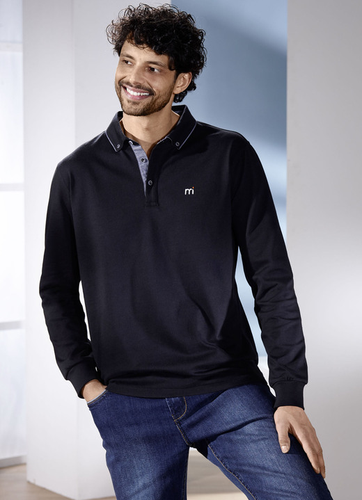 Sweatshirts - Poloshirt von «Milano Italy», in Größe 3XL (64/66) bis XXL (60/62), in Farbe SCHWARZ Ansicht 1