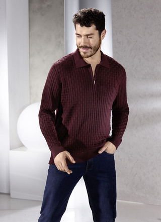 Polopullover mit kurzem Reissverschluss in 3 Farben