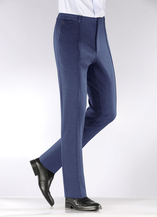 Hosen -  Modische «Klaus Modelle»-Hose mit Dehnbund in 4 Farben, in Größe 024 bis 060, in Farbe RAUCHBLAU Ansicht 1