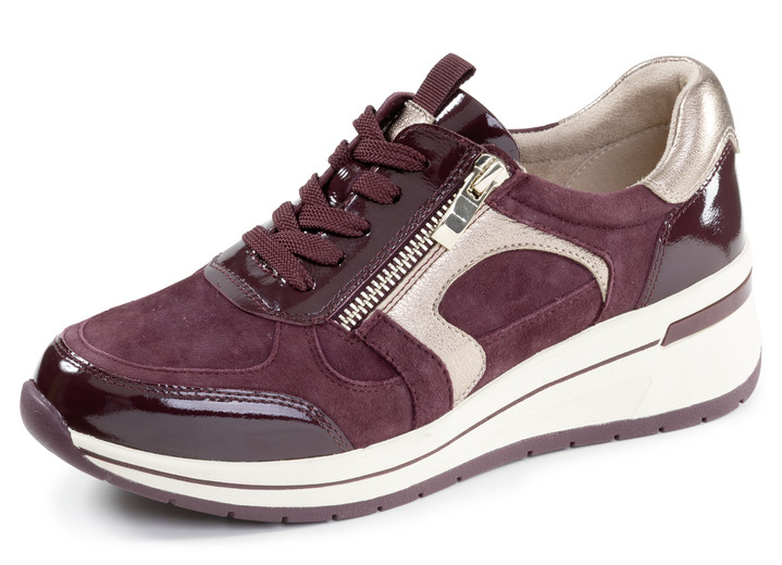 Weite H - ELENA EDEN, sytlische Damen-Sneaker, Weite H, mit herausnehmbarem Fussbett, in Größe 036 bis 042, in Farbe BORDEAUX-BRONZE Ansicht 1