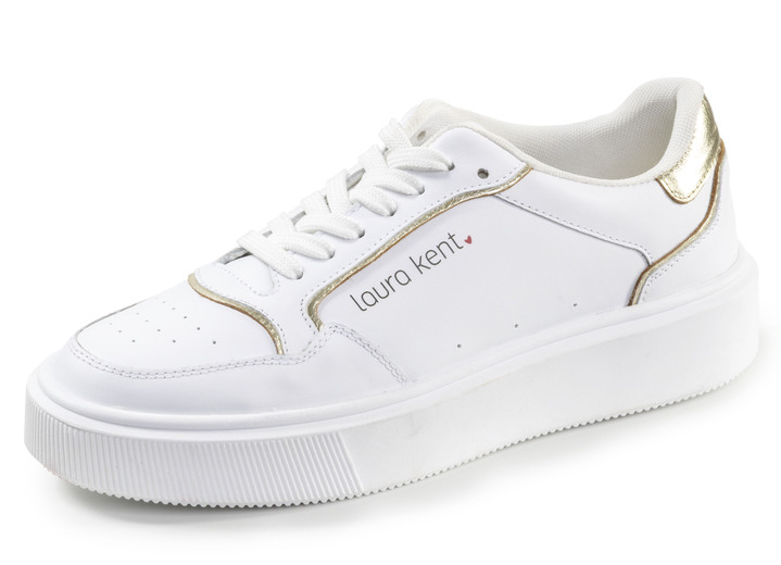 Weite H - LAURA KENT, trendige Damen-Sneaker, Weite H, mit herausnehmbarem Fussbett, in Größe 036 bis 042, in Farbe WEISS Ansicht 1