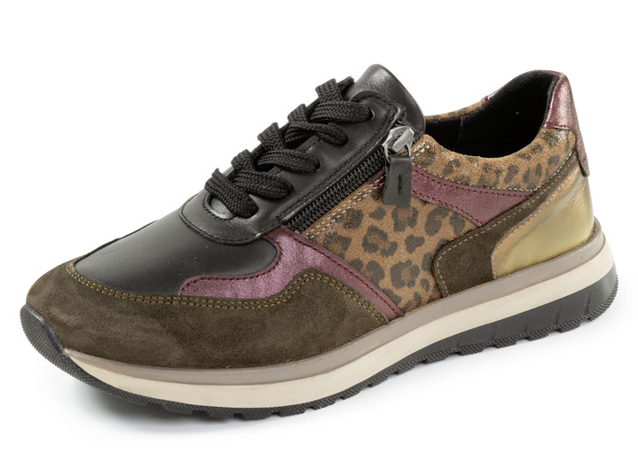 Weite H - ELENA EDEN, trendige Damen-Sneaker, Weite H, mit herausnehmbarem Fussbett, in Größe 036 bis 042, in Farbe BRAUN-BUNT Ansicht 1