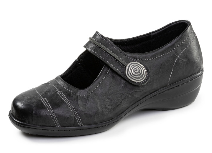 Weite H - ELENA EDEN, bequeme Damen-Spangenschuhe, Weite H, mit herausnehmbarem Fussbett, in Größe 035 bis 042, in Farbe SCHWARZ Ansicht 1