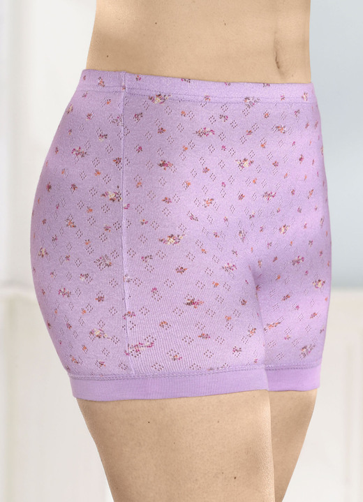 Schlüpfer - Viererpack Unterhosen mit feinerm Ajour-Dessin, in Größe 038 bis 056, in Farbe 2X FLIEDER, 2X APRICOT Ansicht 1