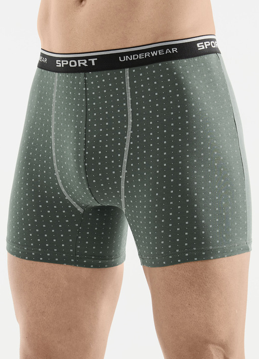 Unterhosen - Dreierpack Pants mit Alloverdessin, in Größe 005 bis 011, in Farbe 2X KHAKI-GRAU, 1X SCHWARZ-GRAU Ansicht 1