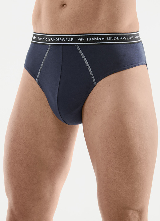 Unterhosen - Viererpack Slips mit Elastikbund, in Größe 004 bis 010, in Farbe 2X NAVY, 2X HELLBLAU Ansicht 1