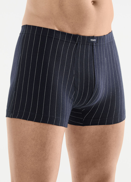 Unterhosen - Viererpack Pants mit Streifendessin Unterhosen - Viererpack Pants mit Streifendessin, in Größe 3XL bis XXL, in Farbe 1X MARINE, 1X SCHWARZ, 1X ANTHRAZIT MELIERT, 1X GRAU MELIERT