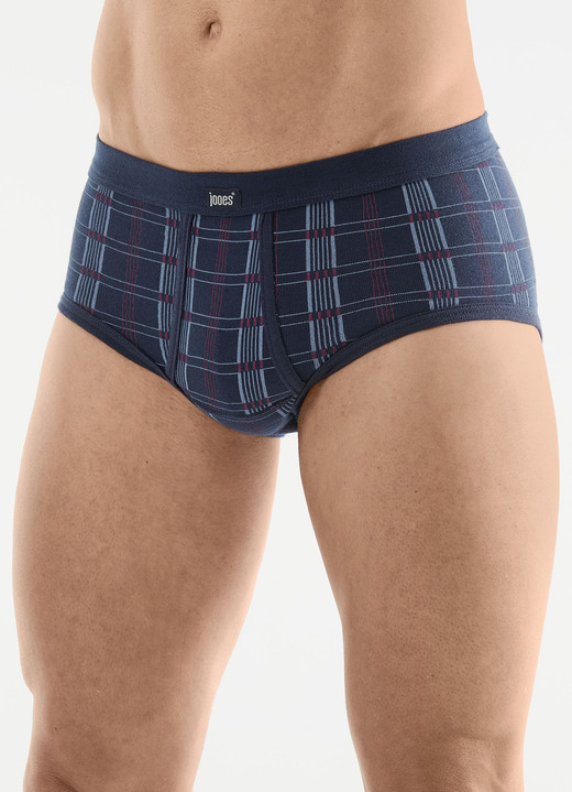 Unterhosen - Fünferpack Slips aus Feinripp, in Größe 005 bis 014, in Farbe 3X MARINE-BUNT, 2X TAUBENBLAU-BUNT Ansicht 1