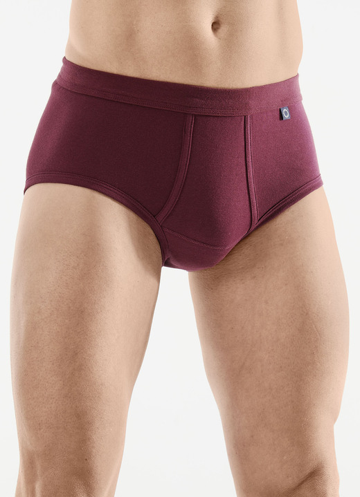 Unterhosen - Pfeilring Dreierpack Slips mit Softbund, in Größe 005 bis 014, in Farbe 2X RUBINROT, 1X DUNKELGRAU Ansicht 1