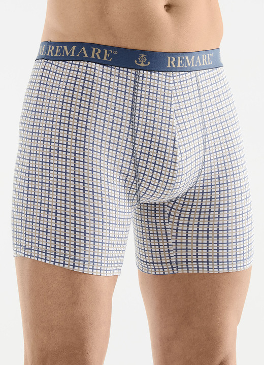 Unterhosen - Dreierpack Pants mit Karodessin, in Größe 005 bis 011, in Farbe 2X WEISS-SAND-BLAU, 1X WEISS-SAND-SCHWARZ Ansicht 1