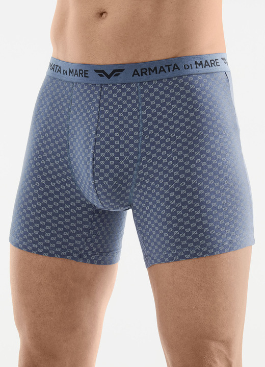 Unterhosen - Dreierpack Pants mit Alloverdessin, in Größe 005 bis 011, in Farbe 3X INDIGOBLAU-GRAU
