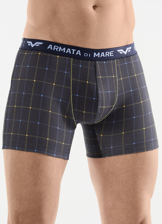 Unterhosen - Viererpack Pants mit Karodessin, in Größe 005 bis 011, in Farbe 4X ANTHRAZIT-BLAU-GELB