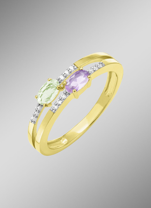 Ringe - Attraktiver Blickfang: Damenring mit synth. Zirkonia und Glassteinen, in Größe 160 bis 220, in Farbe  Ansicht 1