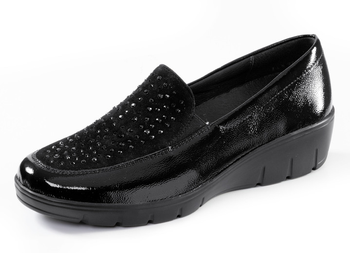 Weite H - ELENA EDEN, bequeme Damen-Slipper, Weite H, mit herausnehmbarem Fussbett, in Größe 3 1/2 bis 8, in Farbe SCHWARZ Ansicht 1