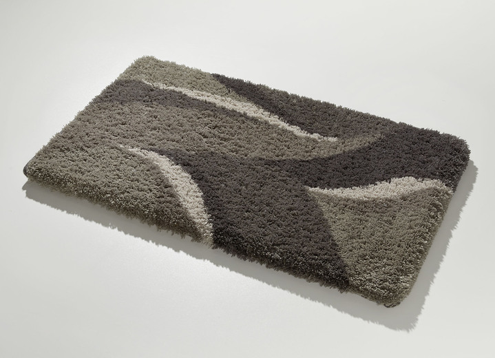 Badgarnituren - Badgarnitur mit rutschhemmend beschichteter Rückseite, in Größe 100 (Vorleger halbrund, 50/ 80 cm) bis 112 (WC-Deckelbezug, 47/ 50 cm), in Farbe GRAU