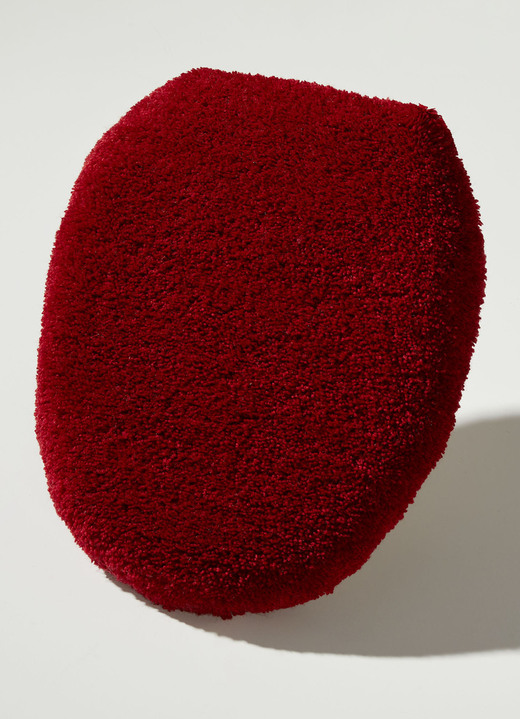 Badgarnituren - Supersoft Badgarnitur von Grund, in Größe 100 (Vorleger halbrund, 50/ 80 cm) bis 112 (WC-Deckelbezug, 47/ 50 cm), in Farbe GRAU-ROT Ansicht 1