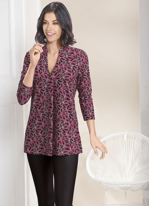 3/4-Arm - Shirt-Tunika mit farbbrillantem Druck, in Größe 036 bis 052, in Farbe ALTROSÉ-SCHWARZ-FUCHSIA-BUNT