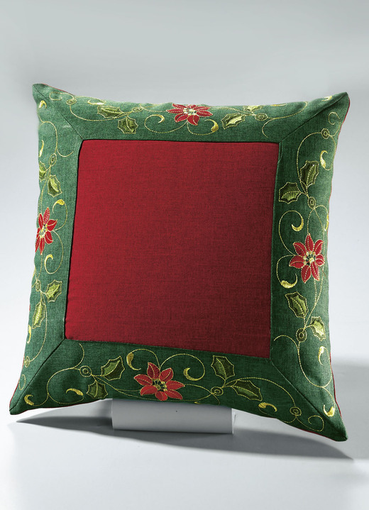 Wohnaccessoires - Traditionelle Tisch- und Raumdekoration mit Ilexzweig-Motiven, in Größe 100 (Platz-Set, 2-teilig, 35/50 cm) bis 404 (Kissenhülle, 40/40 cm), in Farbe ROT-GRÜN-GOLD Ansicht 1