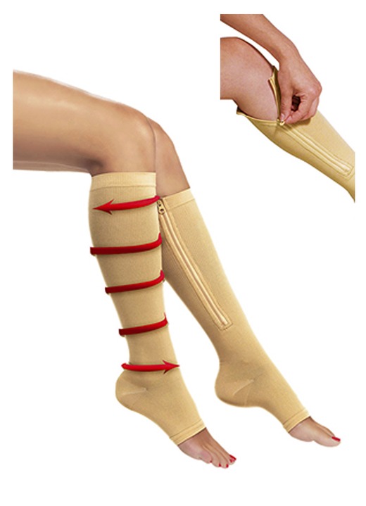 Strümpfe & Strumpfhosen - Zip Sox Kompressionsstrümpfe mit Reißverschluss, in Größe 1 (36–40) bis 2 (41–44), in Farbe BEIGE Ansicht 1