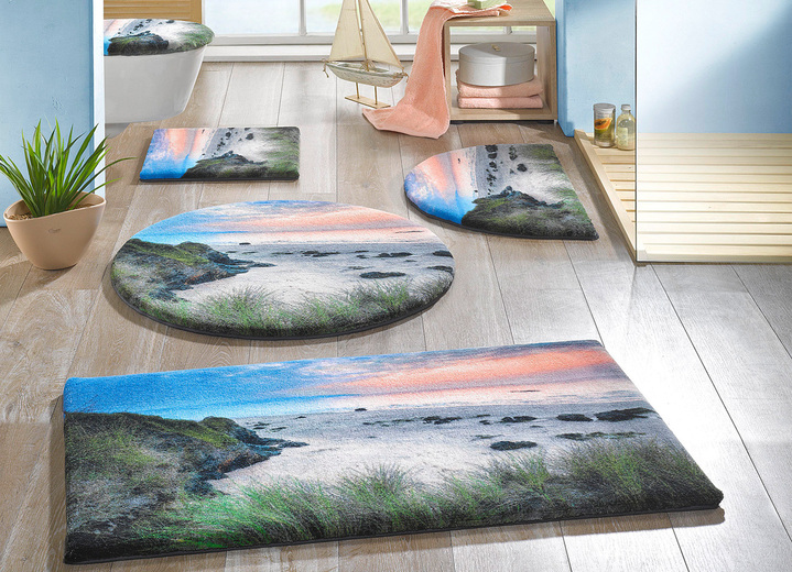 Badgarnituren - Badgarnitur mit rutschhemmender Latex-Rückseite, in Größe 100 (Vorleger halbrund, 50/ 80 cm) bis 112 (Motiv-WC-Deckelbezug, 47/ 50 cm), in Farbe  Ansicht 1