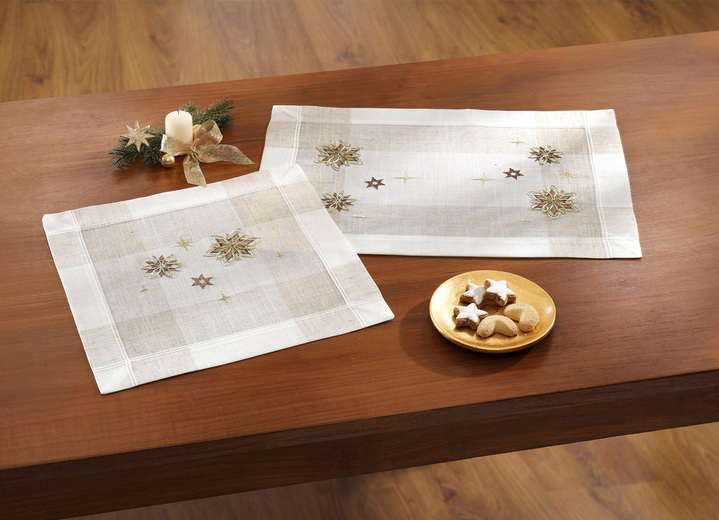 Tischdecken - Festliche Tisch- und Raumdekoration, in Größe 101 (Deckchen 35x 50 cm) bis 404 (Kissenbezug 40x 40 cm), in Farbe SEKT Ansicht 1