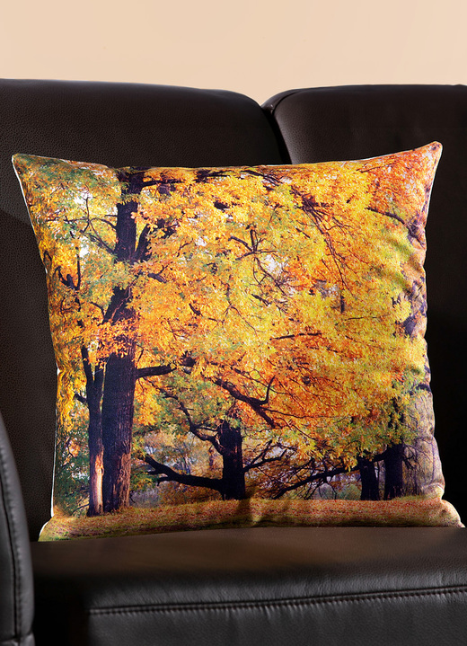 Dekokissen & Hüllen - Kissenbezüge mit Herbstwald-Motiv, 2er-Set, in Farbe BUNT Ansicht 1