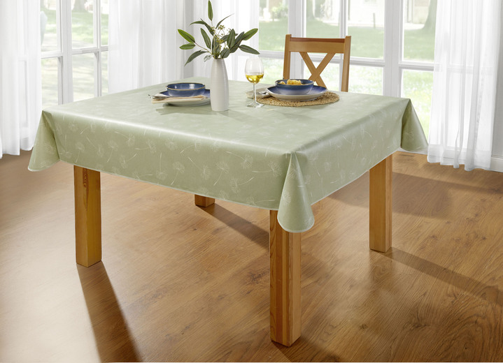 Tischdecken - Wachstuch-Tischdecke mit Pusteblumen-Motiv, in Größe 108 (Tischdecke, 80/ 80 cm) bis 190 (Tischdecke oval, 140/190 cm), in Farbe GRÜN Ansicht 1