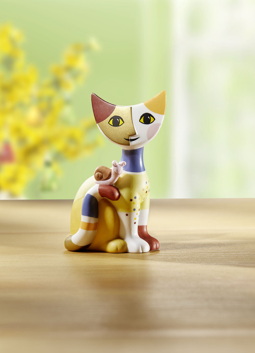 Wohnaccessoires - Katze mit Schnecke aus hochwertigem Porzellan, in Farbe BUNT