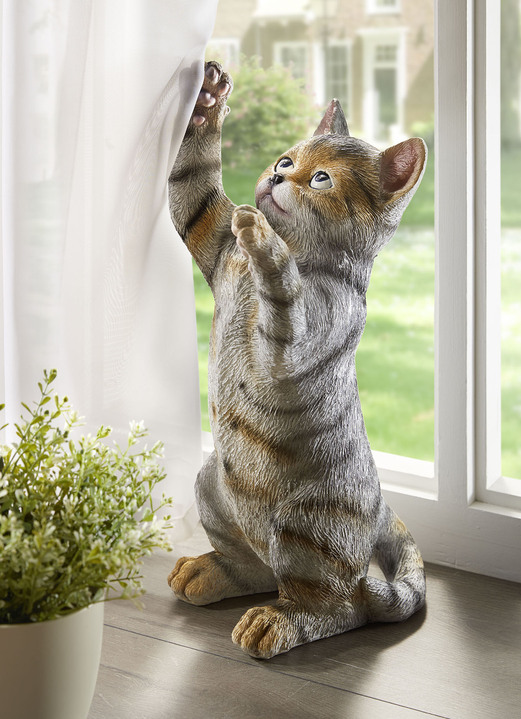 Wohnaccessoires - Dekofigur Katze, in Farbe GRAU-WEISS