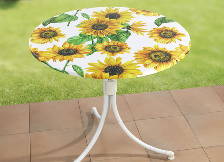 Spann-Tischdecke mit Sonnenblumen-Dessin