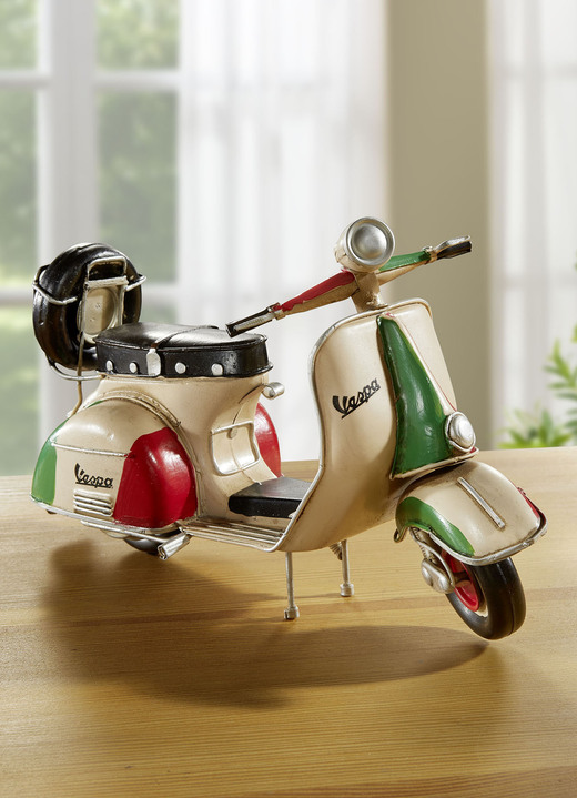 Wohnaccessoires - Handbemalter Vespa-Roller aus Blech, in Farbe CREME-ROT-GRÜN