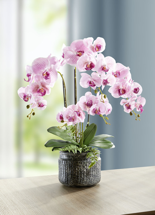 Wohnaccessoires - Orchideen-Gesteck im Topf, in Farbe ROSA, in Ausführung klein