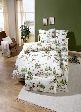 Beidseitig bedruckte Bettwäsche-Garnitur aus Polycotton