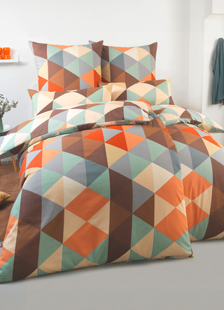 Farbenfrohe Bettwäsche-Garnitur aus Polycotton
