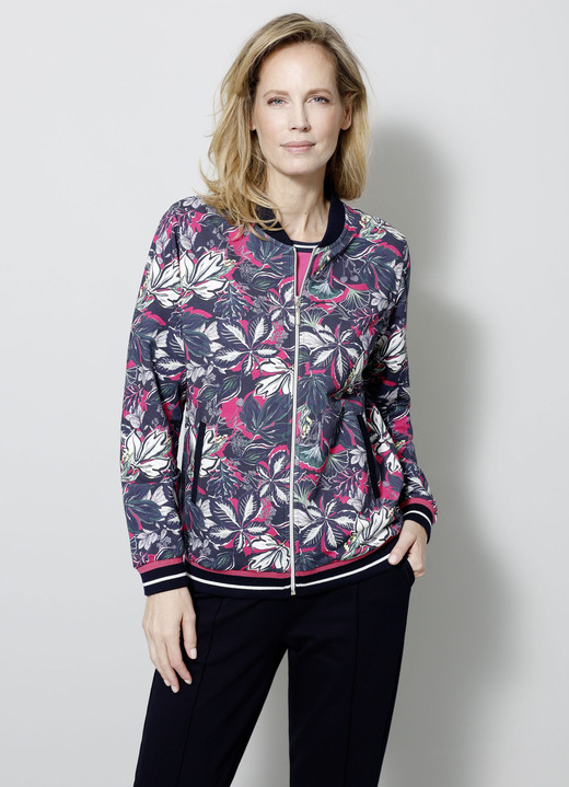 - Sweatjacke mit seitlichen Eingrifftaschen - Sweatjacke mit seitlichen Eingrifftaschen, in Größe 038 bis 044, in Farbe MARINE-FUCHSIA