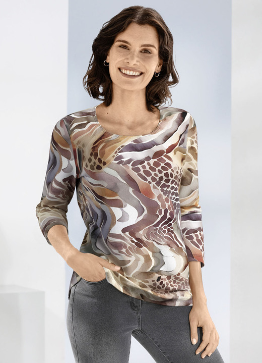3/4-Arm - Pullover in Feinstrick 3/4-Arm - Pullover in Feinstrick, in Größe 038 bis 052, in Farbe TERRA-BRAUN-MULTICOLOR