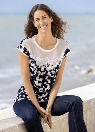 Shirt mit floraler Stickerei