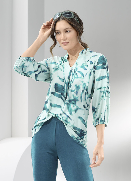 3/4-Arm - Shirt-Tunika mit farbbrillantem Druck 3/4-Arm - Shirt-Tunika mit farbbrillantem Druck, in Größe 036 bis 054, in Farbe MINT-PETROL-MARINE-BUNT
