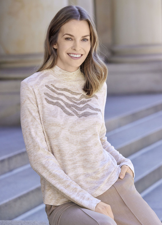 Shirts mit Strass - Shirt mit rückwärtigem Reissverschluss Shirts mit Strass - Shirt mit rückwärtigem Reissverschluss, in Größe 036 bis 052, in Farbe BEIGE