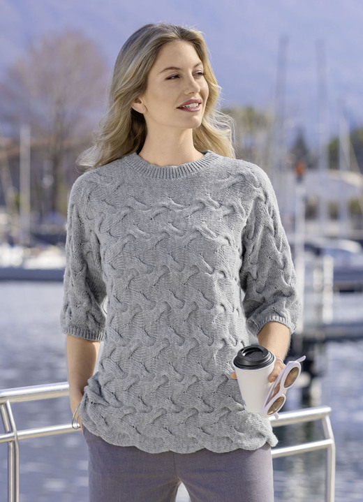 3/4-Arm - Pullover mit Alpaka, in Größe L(44/46) bis XXL(52/54), in Farbe GRAU MELIERT Ansicht 1