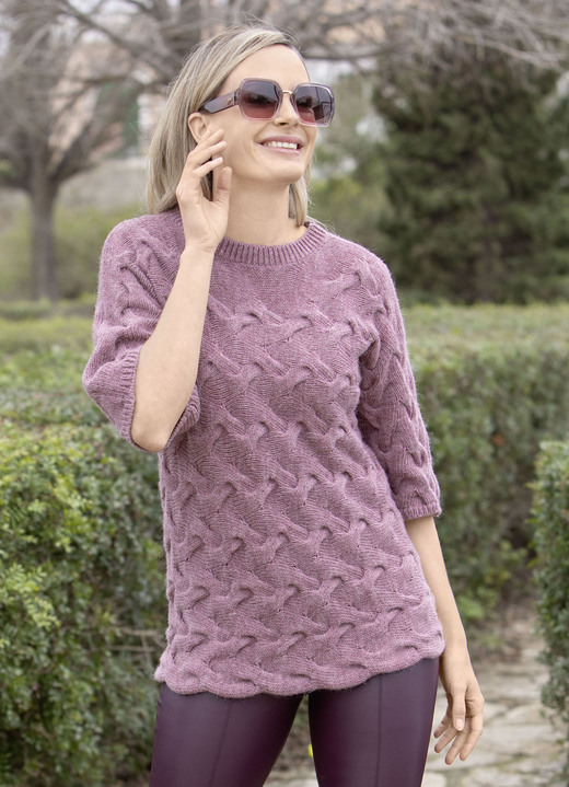 3/4-Arm - Pullover mit Alpaka, in Größe L(44/46) bis XXL(52/54), in Farbe ROSENHOLZ MELIERT Ansicht 1