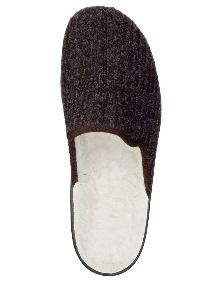 Gefütterte Herren-Hausschuhe, mit Schurwolle BRAUN