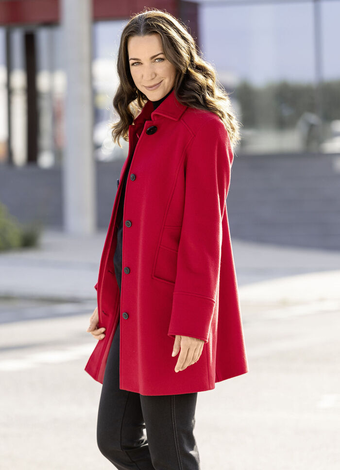 Longjacke mit stilvoll verdeckter Knopfleiste
