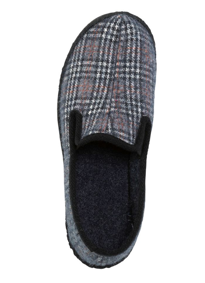 Textil-Hausschuh mit anatomisch geformtem Fussbett BLAUGRAU-MULTICOLOR