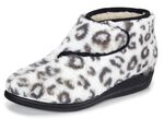 Klett-Stiefelette aus kuscheligem Pl&uuml;sch WEISS-SCHWARZ