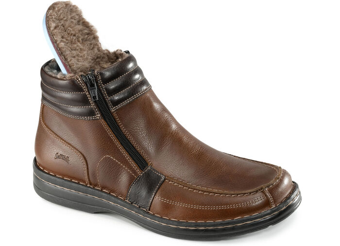 GINO GALANTE, gefütterte Herren-Boots, Winterschuhe, mit herausnehmbarem Fussbett COGNAC-MOKKA