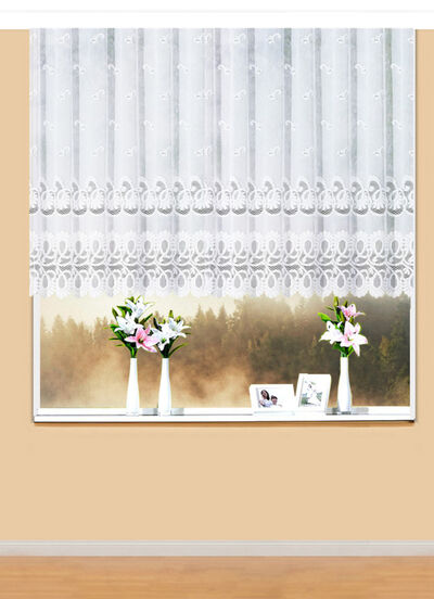 Blumenfenster-Vorhang mit Automatikfaltenband 