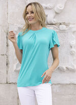 Shirt mit Kellerfalte in 2 Farben TÜRKIS
